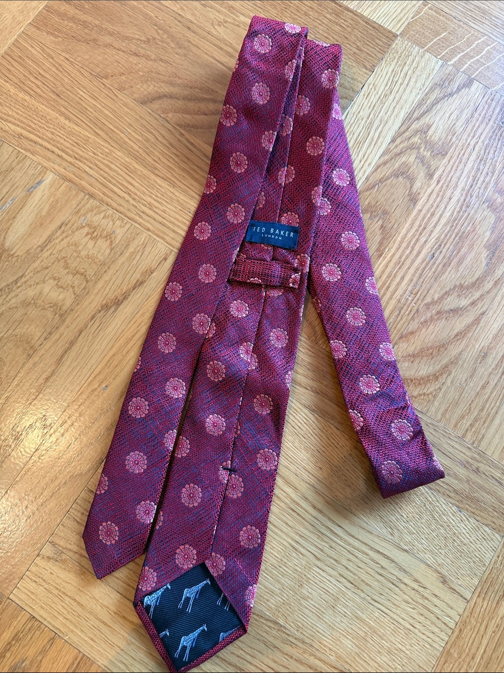 Ted Baker Burgundy and Pink Floral Silk Tie